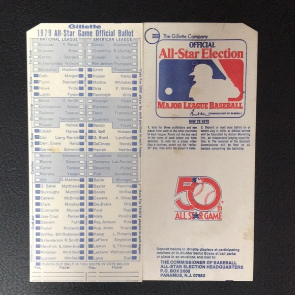 16 MLB Gillette 1979 All-Star Game Official Ballots - unused - Picture 4 of 5